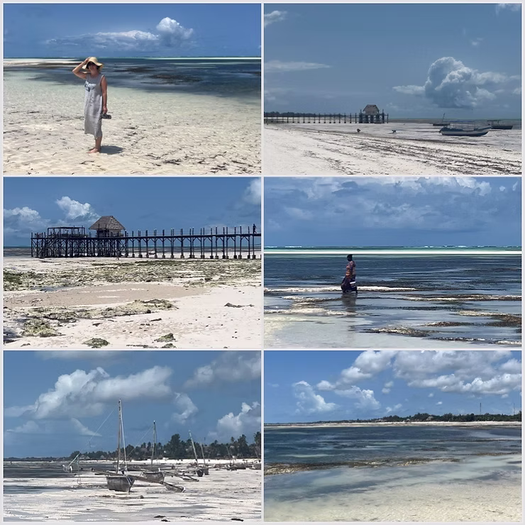 Jambiani Beach Sansibar, Zanzibar Beach, türkises Meer, Ebbe, 